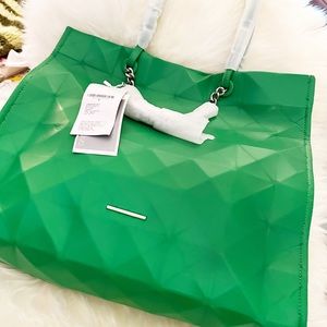 Bright Green Vegan Tote with Chain